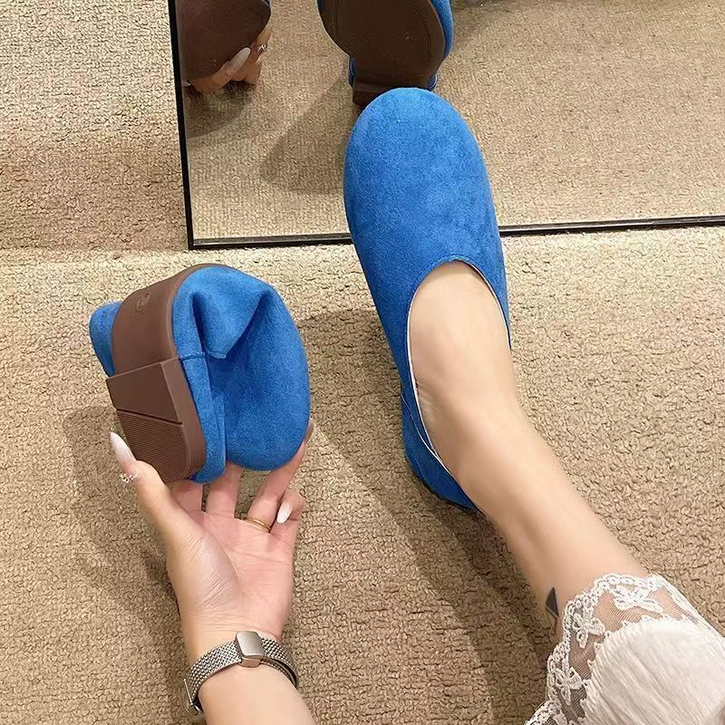 Women's Minimalist Suede Ballerina Slippers with Padded Comfort Footbed Mune Fashion