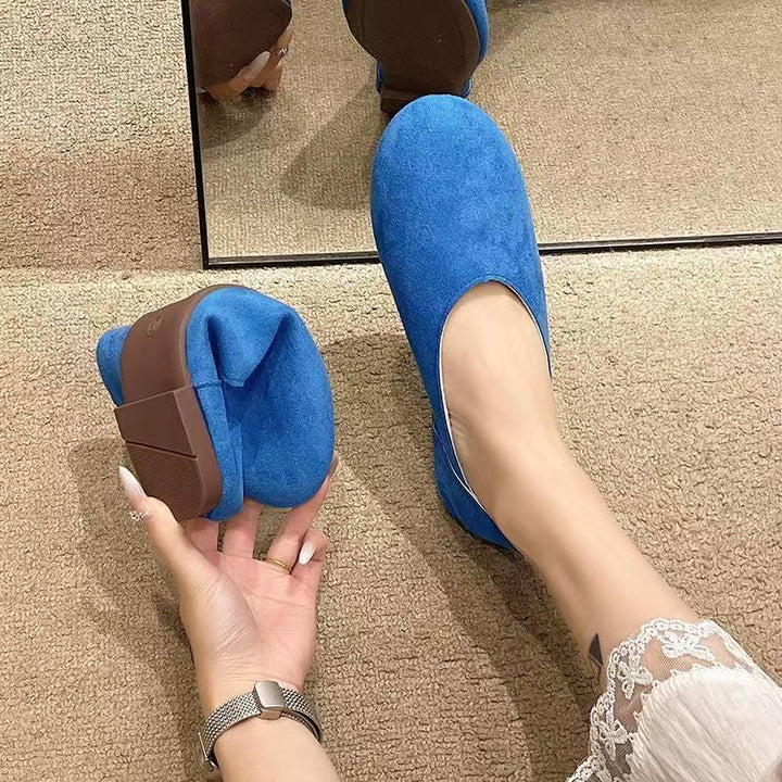 Women's Minimalist Suede Ballerina Slippers with Padded Comfort Footbed Mune Fashion