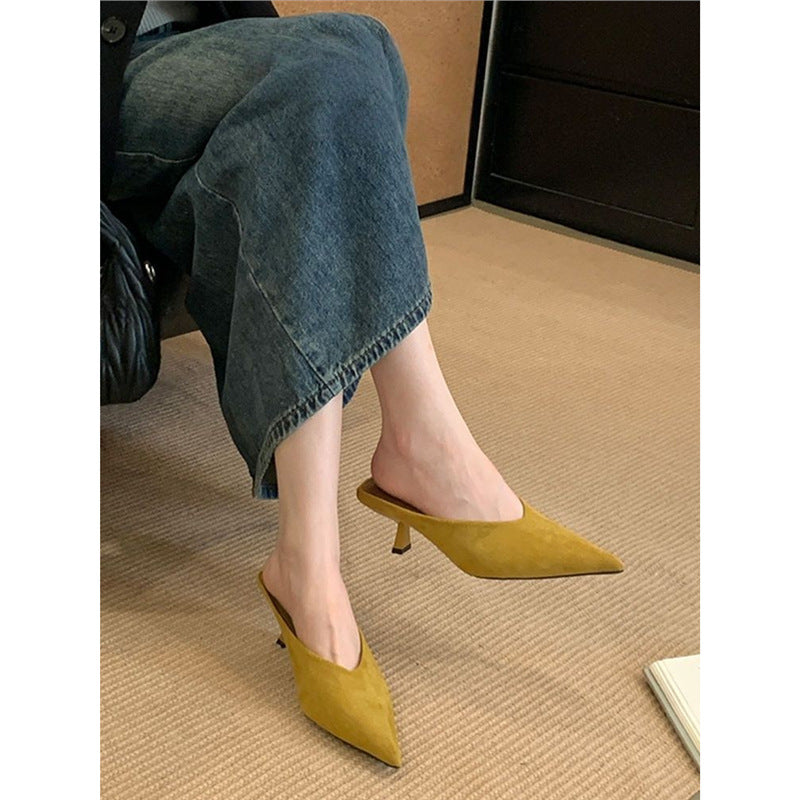 Women's pointed slip-on mules with sculpted kitten heel Mune Fashion