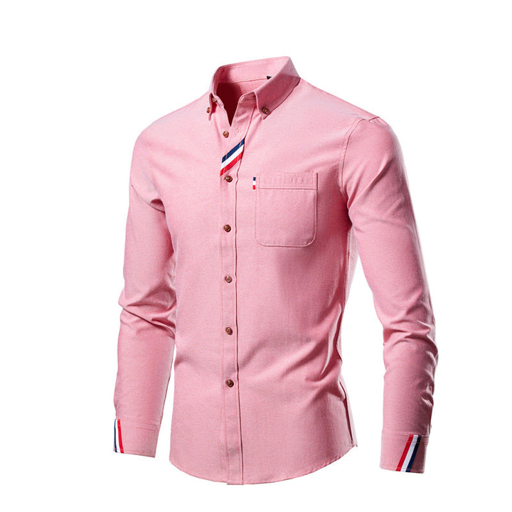 Men's slim-fitting business shirt with button-down collar and contrast trim on cuffs Mune Fashion