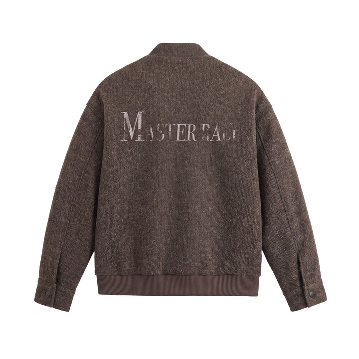 Men's Short Boxy Wool Mix Bomber with Stand-Up Collar and Ribbed Hem Mune Fashion