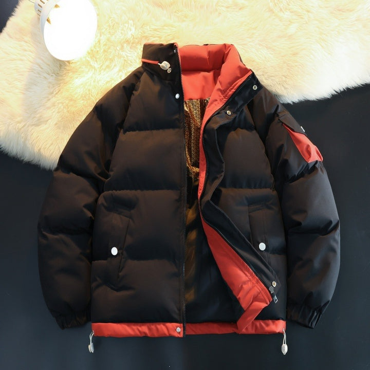 Men's Padded Down Look Outdoor Jacket with High Stand Collar, Contrast Inner Lining & Arm Pocket Mune Fashion