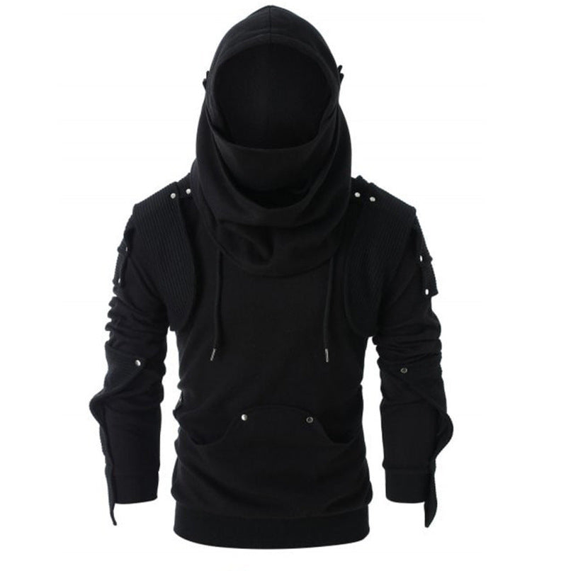 Men's Stylish Hoodie with Innovative Collar and Practical Pockets Mune