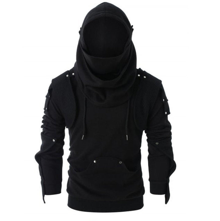 Men's Stylish Hoodie with Innovative Collar and Practical Pockets Mune