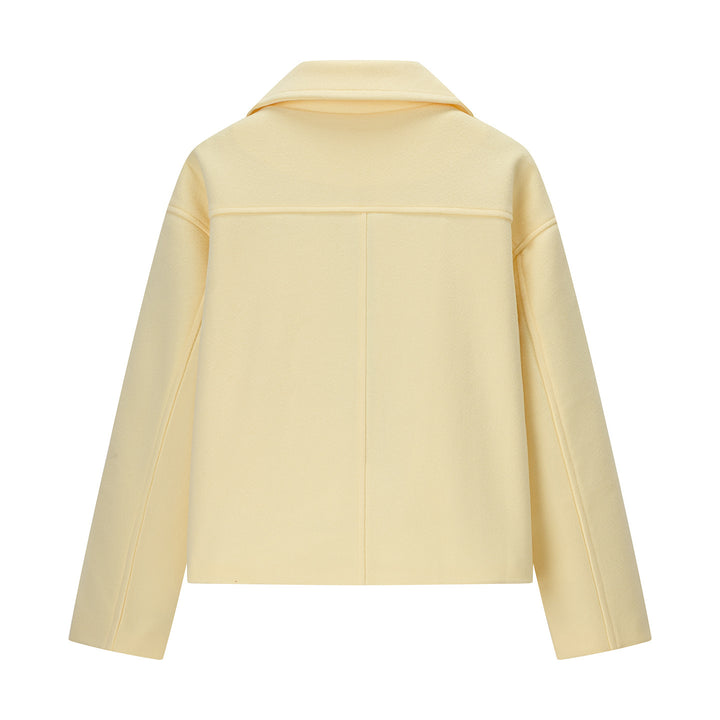 Women Short Oversize Wool Blend Double-Breasted with Wide Lapel Mune Fashion
