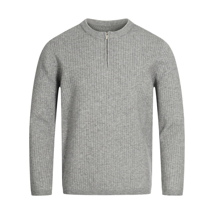 Unisex Rib Knit Half-Zip Sweater with Slim Silhouette and Troyer Collar Mune Fashion