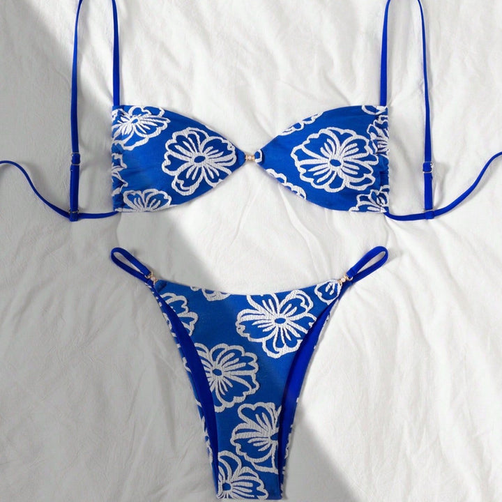 Women's triangle bikini with floral design and adjustable straps Mune Fashion