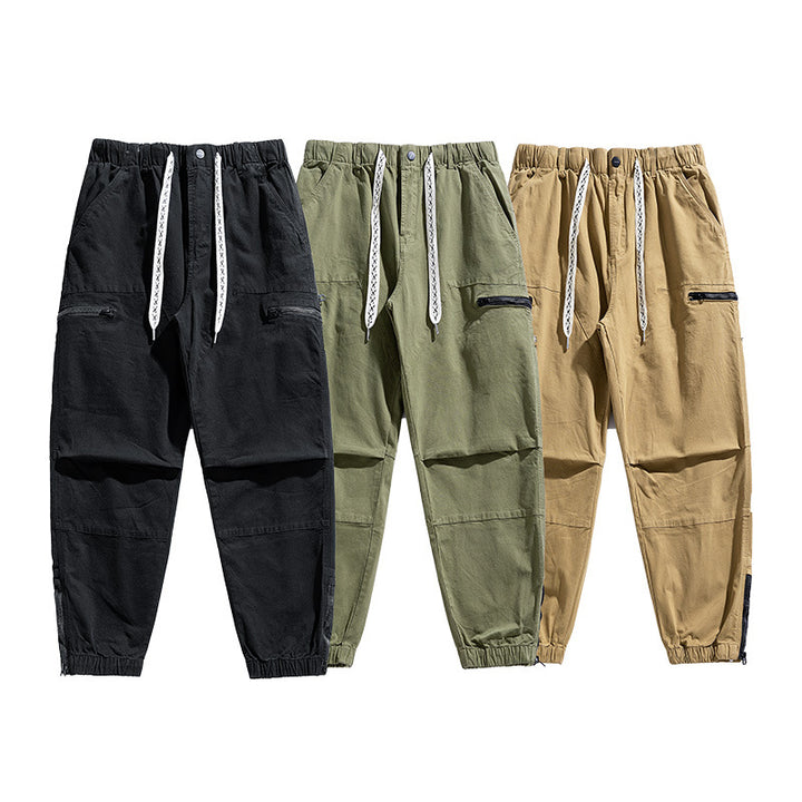 Men's utility cargo pants with elastic waistband, drawstring and zip pockets Drune
