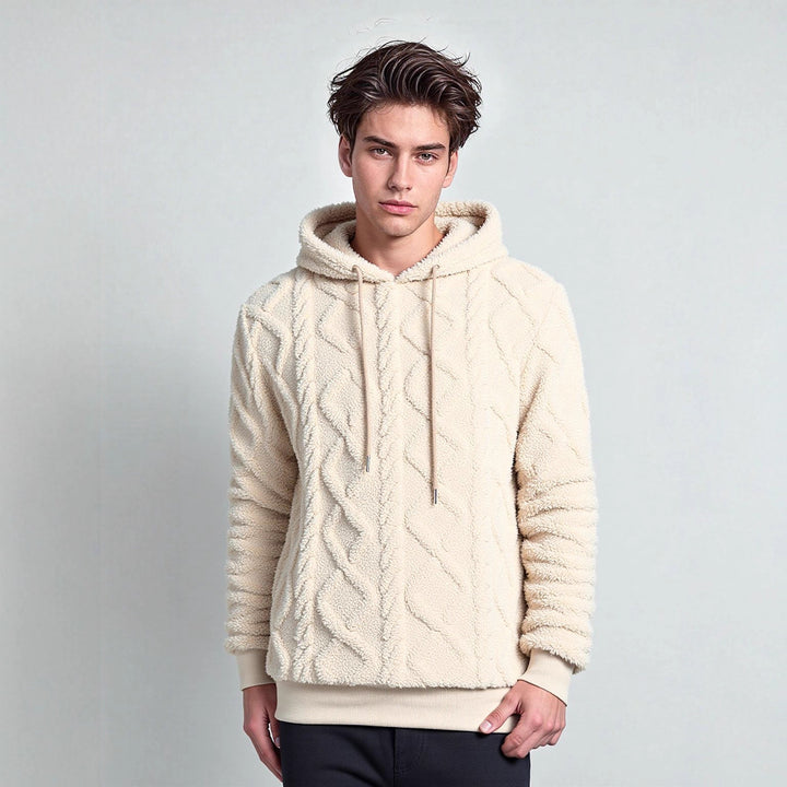 Men's teddy fleece hoodie with diamond structure, lined hood, and soft ribbed cuffs Mune Fashion