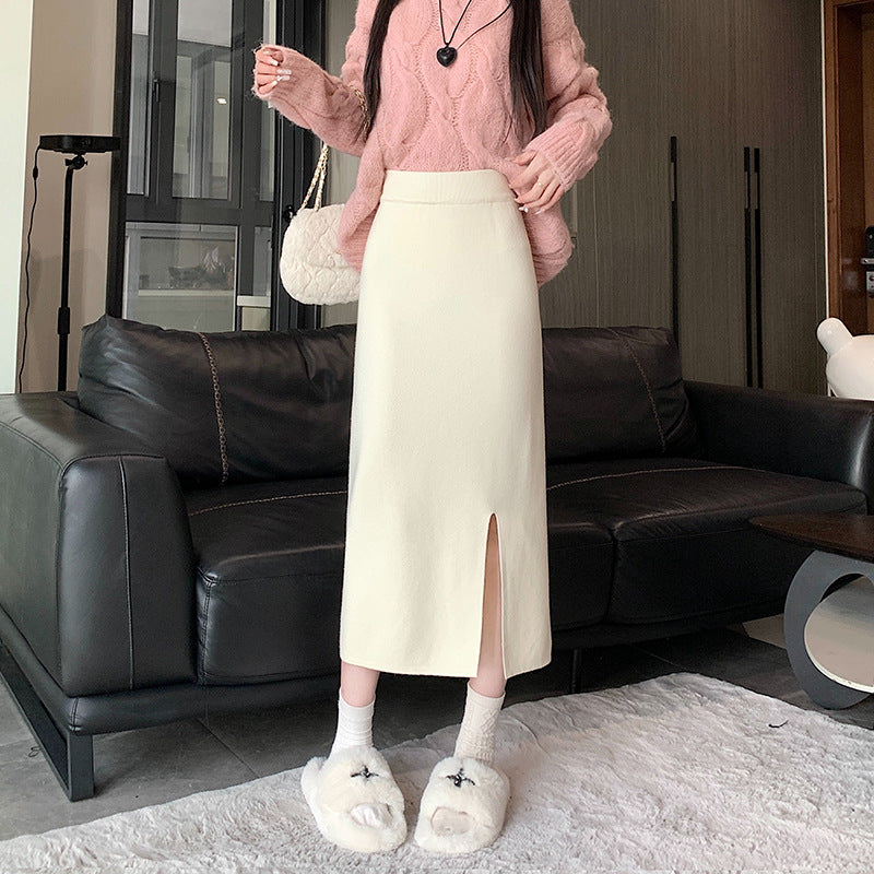 Ladies Elegant and Comfortable Midi Skirt with Stylish Slit Mune Fashion