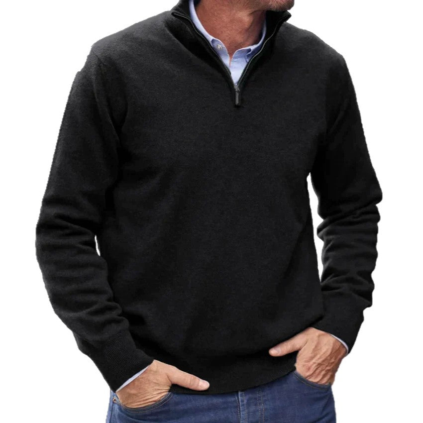 Men's High-Quality Knit Sweater with Stand-Up Collar