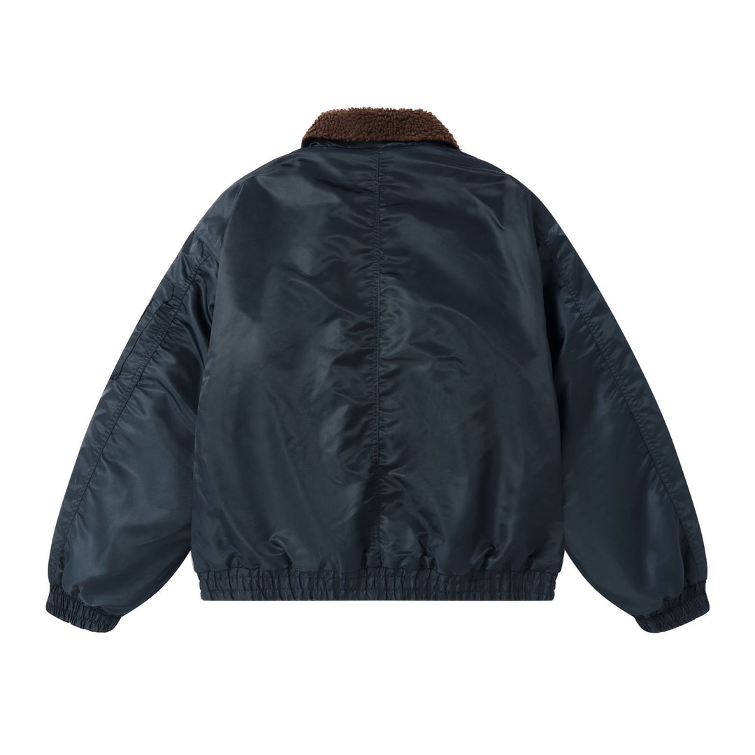 Men's Short Quilted Bomber with Teddy Collar and Multi-Function Pockets Mune Fashion