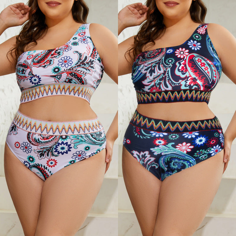 Women's Two-Piece Bikini Set with Fashionable High Cut and Floral Design Mune Fashion