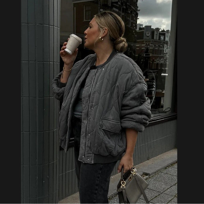 Women's Oversized Quilted Bomber Jacket Mune