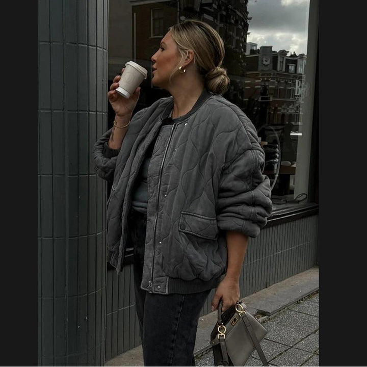 Women's Oversized Quilted Bomber Jacket Mune