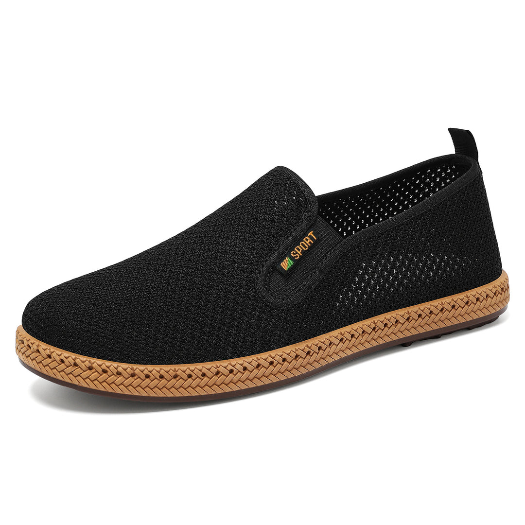 Men's breathable knit slip-on loafer with elastic entry, braided decorative sole, and padded comfort insole Mune Fashion