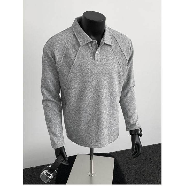Men's Long Sleeve Polo with Half Placket, Raglan Seams and Structure Panels Mune Fashion
