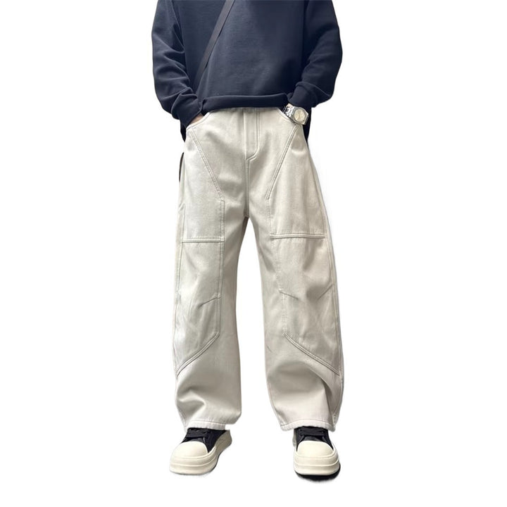 Men's Wide Cargo Pants in Baggy Style with Knee Reinforcement and Patch Pockets Mune Fashion