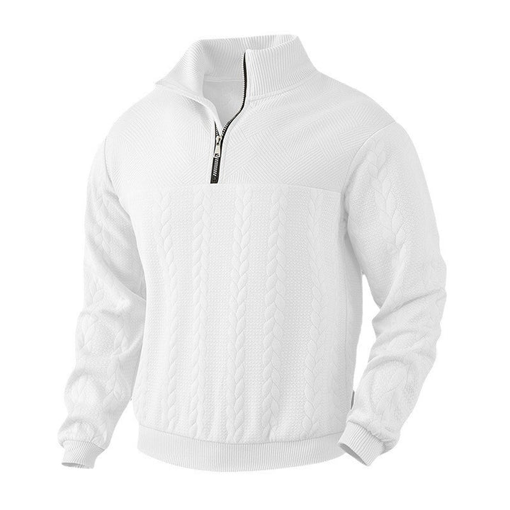 Men's knitted pullover with short zipper and cable pattern Mune Fashion