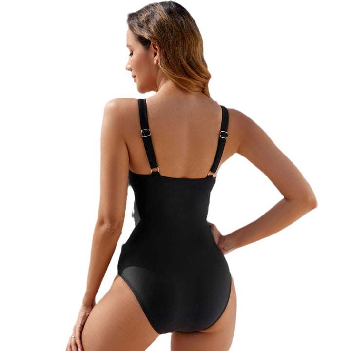 Women’s One-Piece Swimsuit with Deep V-Neck and Waistbelt Mune Fashion