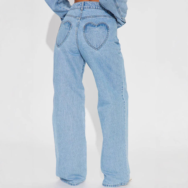 Women's high-waisted wide-leg jeans with a flattering waistband, classic five-pocket design, and flowing leg Mune Fashion
