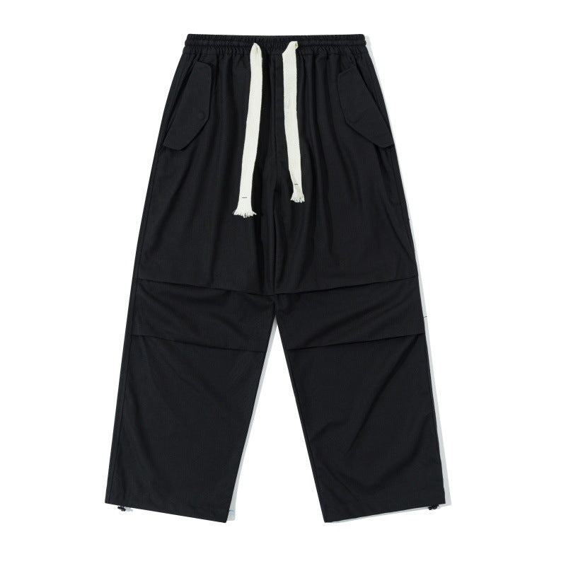 Unisex Loose Utility Cargo Pants with Elastic Waistband, Drawstring and Adjustable Hem
