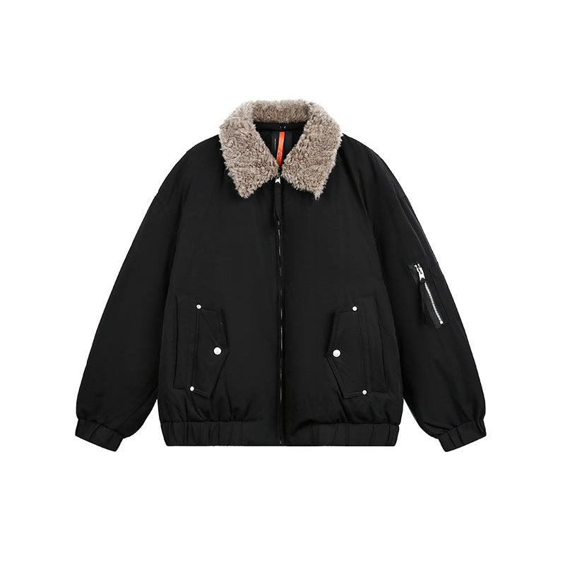 Men's Lined Bomber Jacket with Teddy Collar and Utility Pockets Mune Fashion