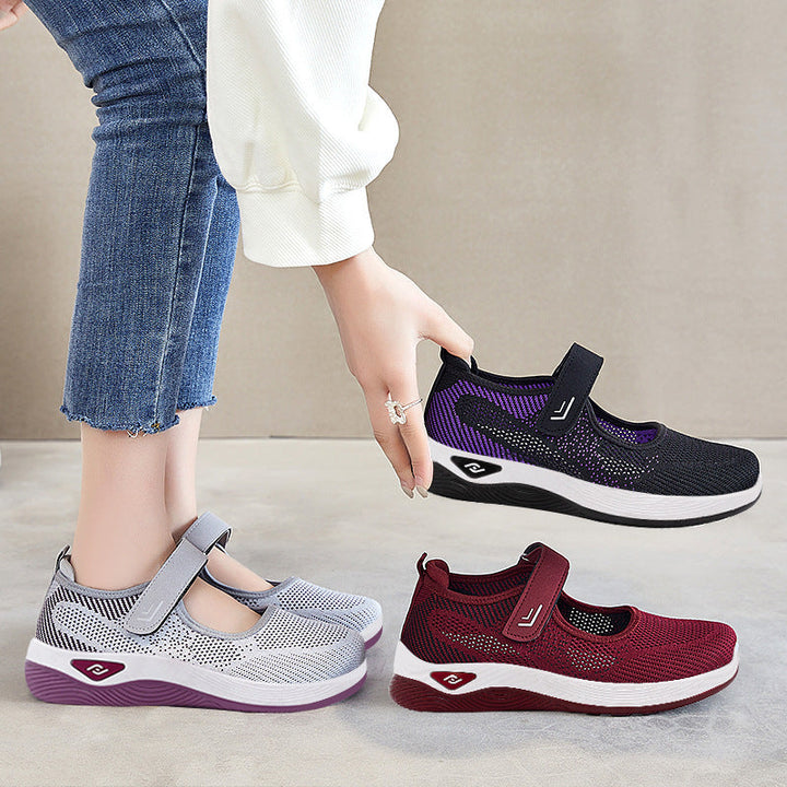 Women Sporty Sneakers with Velcro Closure and Breathable Mesh Structure Mune Fashion