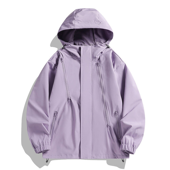 Men's water-repellent hooded jacket with diagonal zippers and adjustable hem Mune Fashion