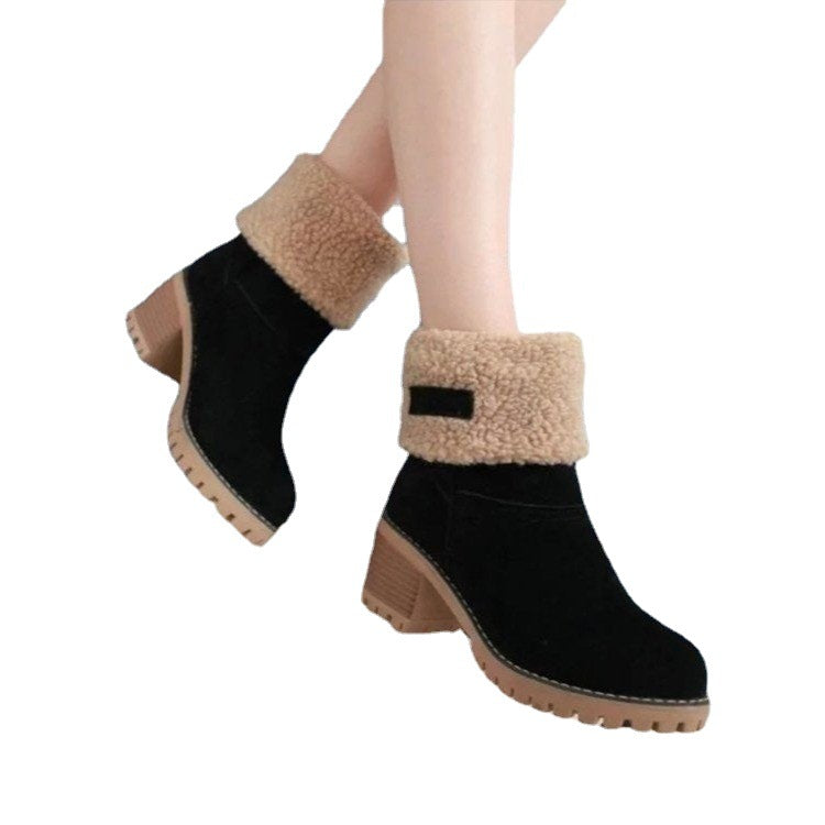 Women's ankle boots with teddy lining, block heel, and profile sole Mune Fashion