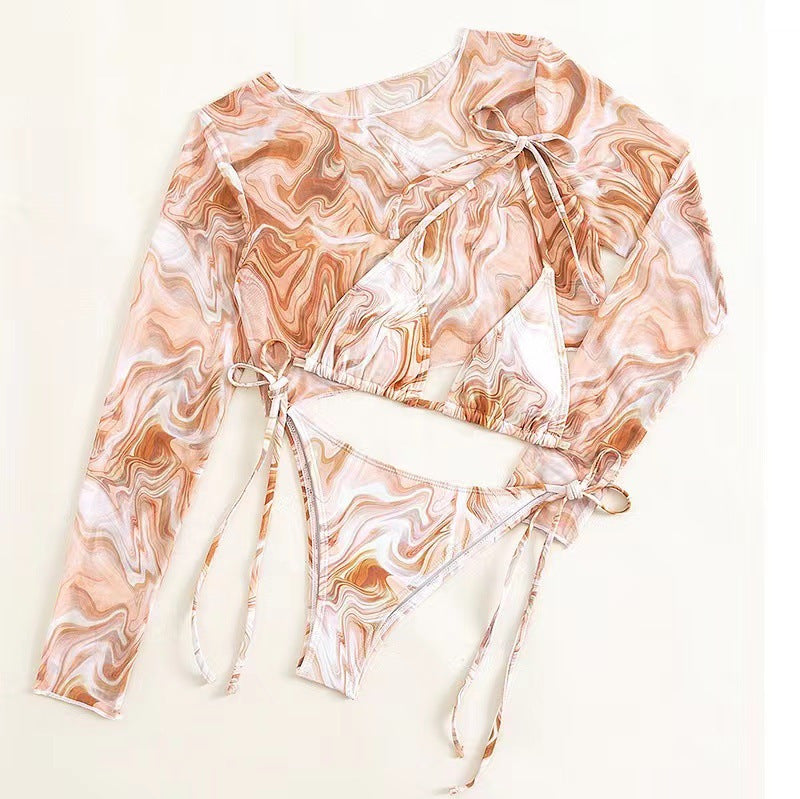 Women's bikini set with transparent long sleeve blouse Mune Fashion