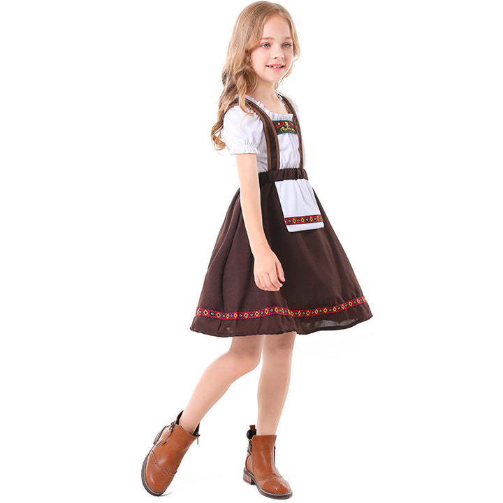 Women's traditional girl dirndl dress with apron and decorative embroidery Mune Fashion