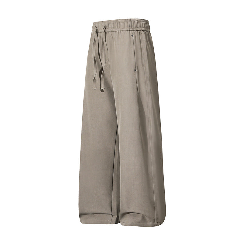 Women's Wide Palazzo Trousers with High Elastic Waistband & Drawstring Mune Fashion