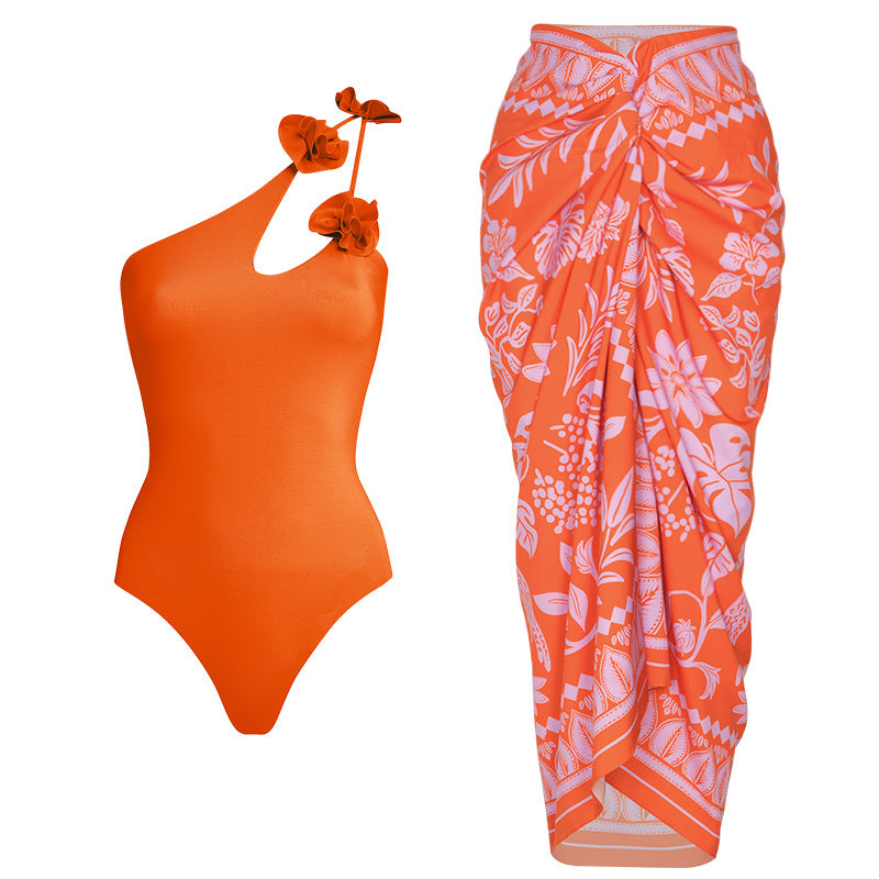 Women's swimsuit with elaborate floral appliqués Mune Fashion