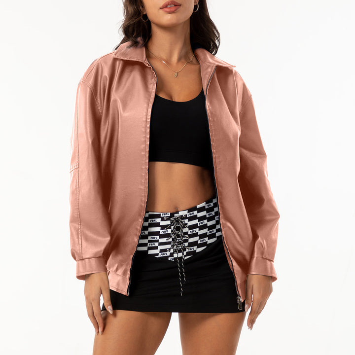 Women nan light satin bomber jacket with zipper and loose fit Mune Fashion