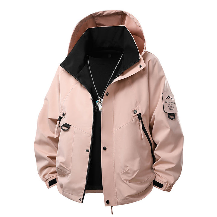 Men's waterproof outdoor utility rain jacket with hood, multiple pockets and adjustable hem Mune Fashion