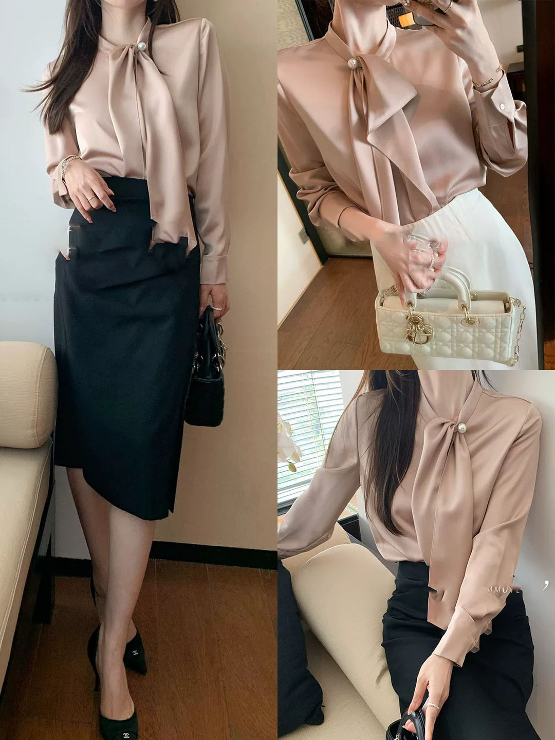 Women Elegant Blouse with Bow Detail Mune Fashion