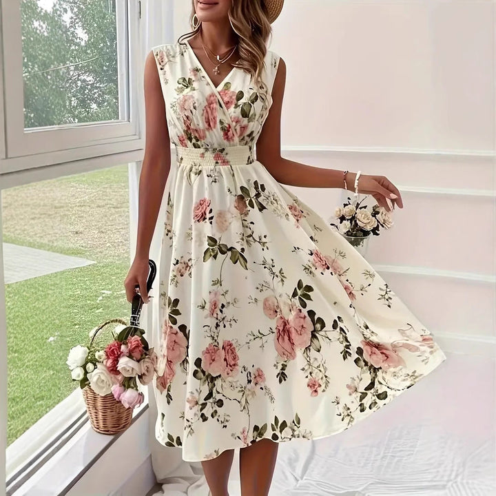 Ladies Playful A-Line Dress with Floral Details Mune Fashion