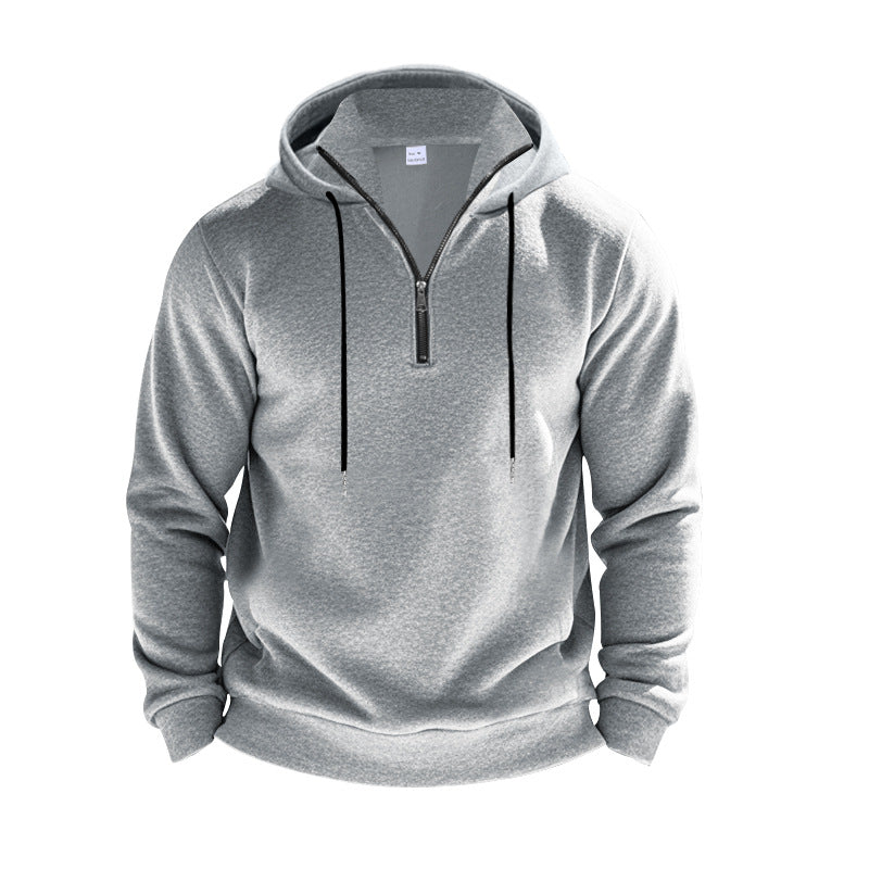 Men's hoodie with short zipper, double-layer hood and drawstring Mune Fashion