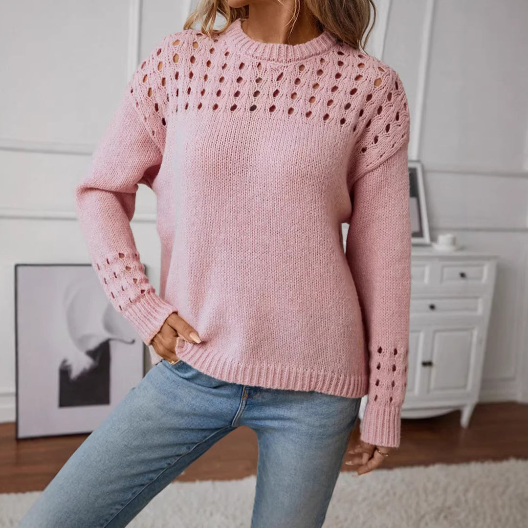Women’s Fashion Knit Sweater with Lace Pattern