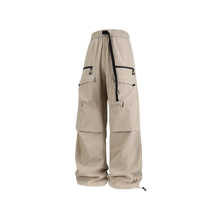 Men's Wide Utility Cargo Pants with Reinforced Knee Patches, Zipper and Flap Pockets Drune