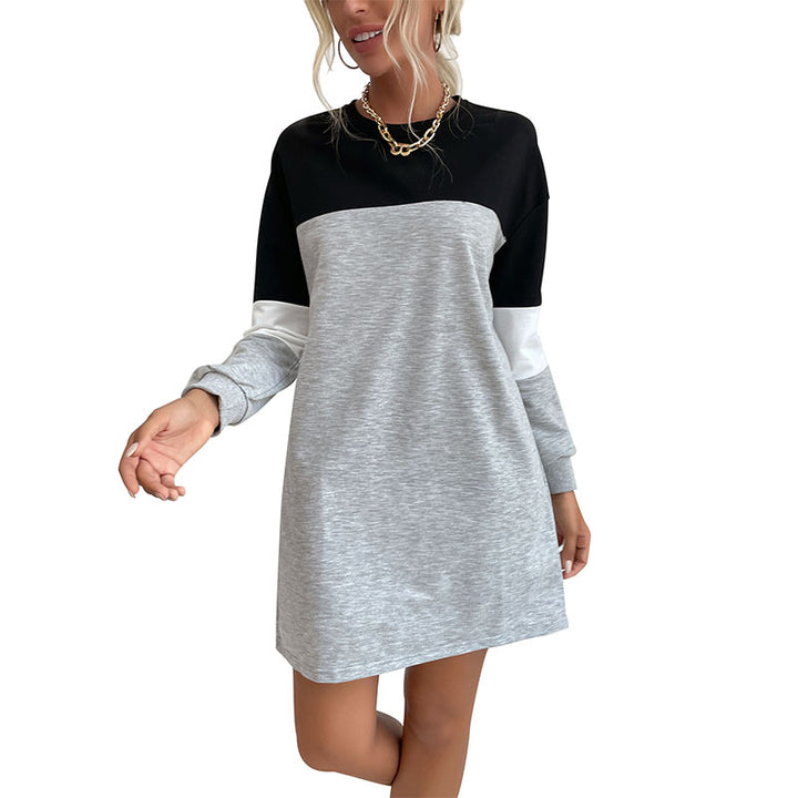 Ladies Colorblock Sweat Dress with Round Neckline and Casual Fit Mune Fashion