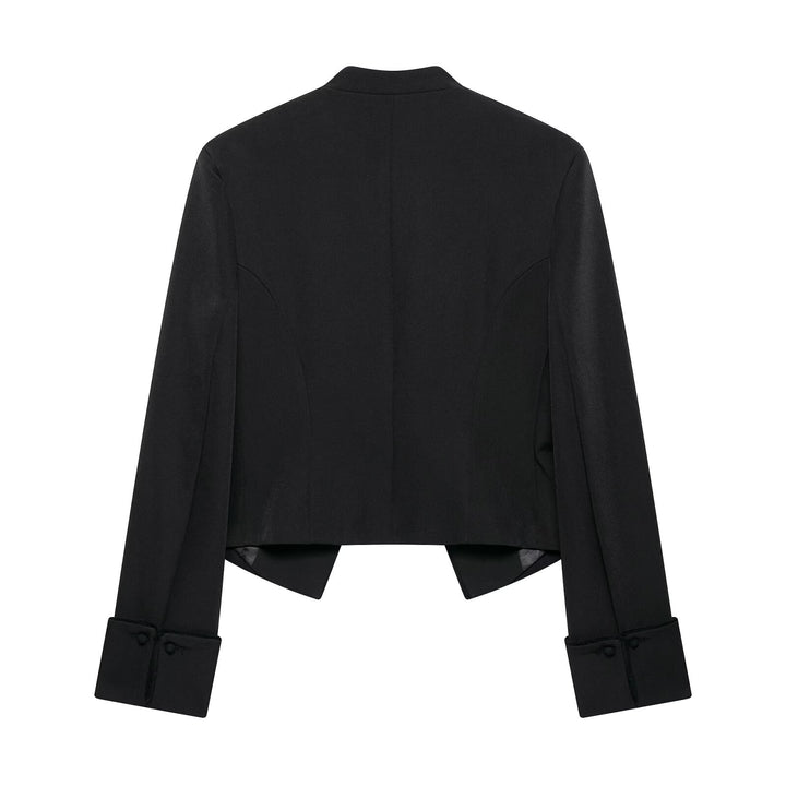 Women's short military-inspired bolero jacket with stand-up collar and decorative cords Mune Fashion