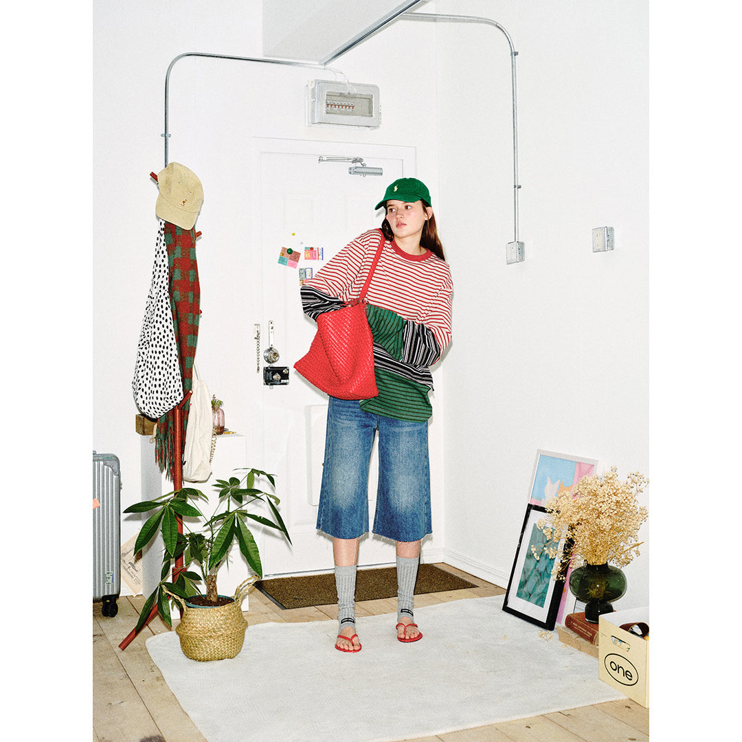 Unisex Casual Oversized Long Sleeve Shirt with Block Stripes made of Cotton Blend Mune Fashion