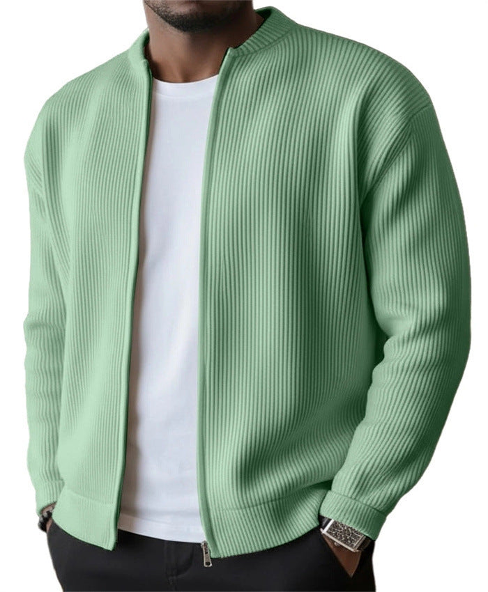 Men's Ribbed Bomber Cardigan with Full Zip EB