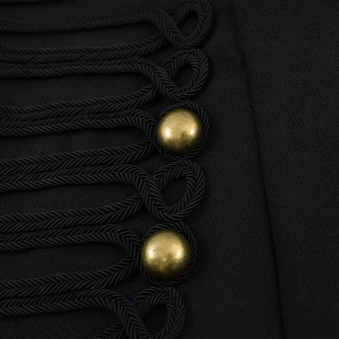 Women military-inspired cropped jacket with stand collar and decorative button detail Mune Fashion