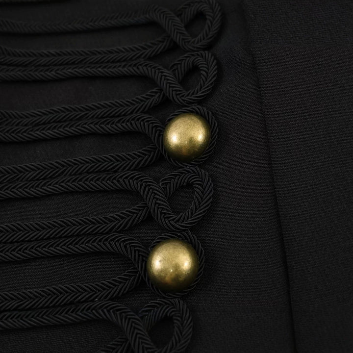 Women military-inspired cropped jacket with stand collar and decorative button detail Mune Fashion