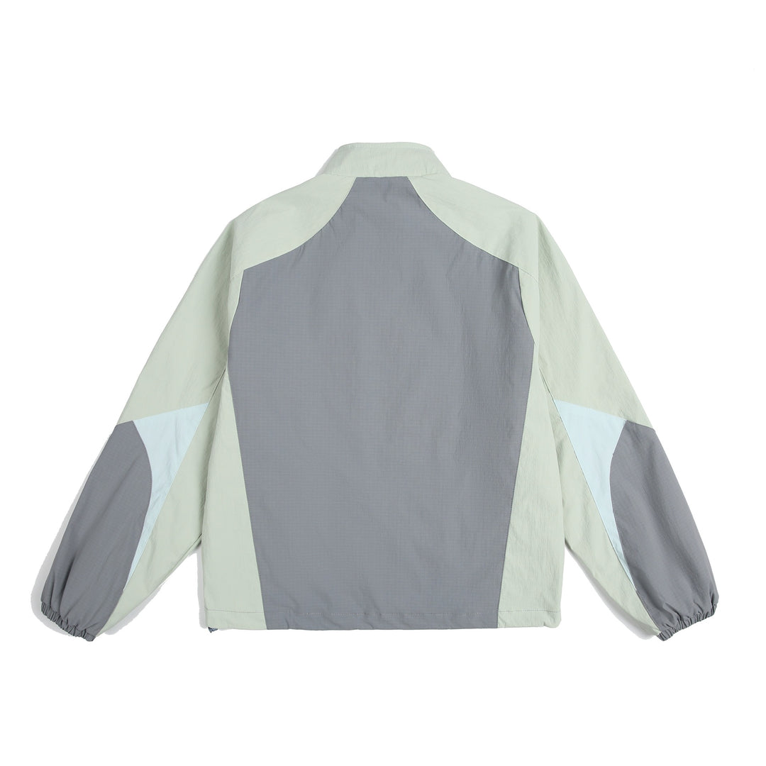 Unisex Lightweight Windbreaker with High Collar, Color Mix Panels and Adjustable Hem Mune Fashion