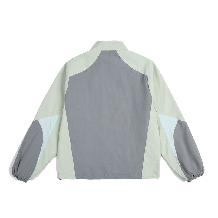 Unisex Lightweight Windbreaker with High Collar, Color Mix Panels and Adjustable Hem Mune Fashion