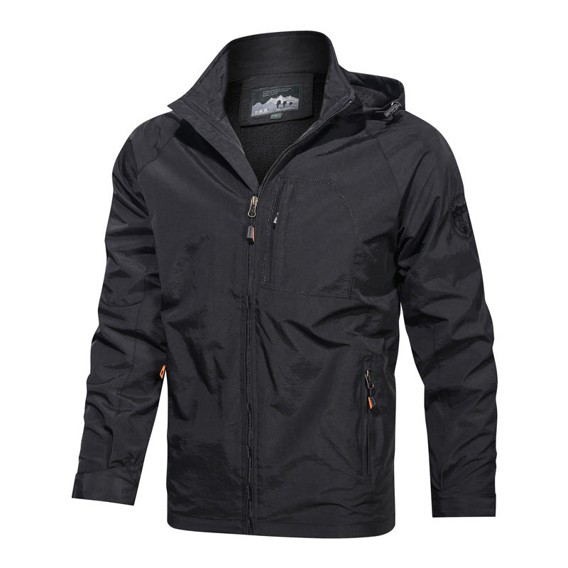 Men's nano lightweight water-repellent softshell outdoor jacket with hood breast pocket Mune Fashion